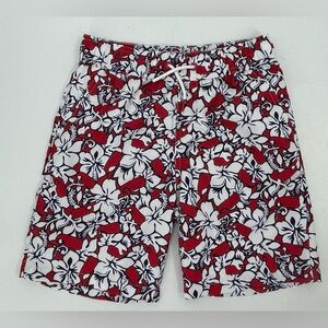 Vineyard Vines Target Swim‎ Trunks Board Shorts Red White Floral Youth M (8/10)